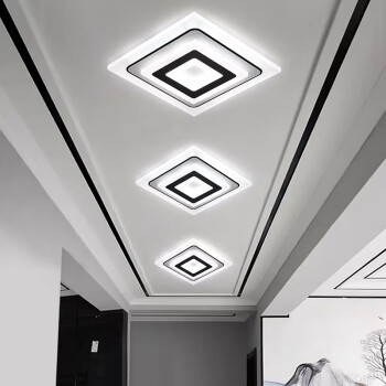 凯佐新款过道灯走廊灯创意轻奢衣帽间入户玄关灯阳台简约现代led射灯小号方形三色光暗装	